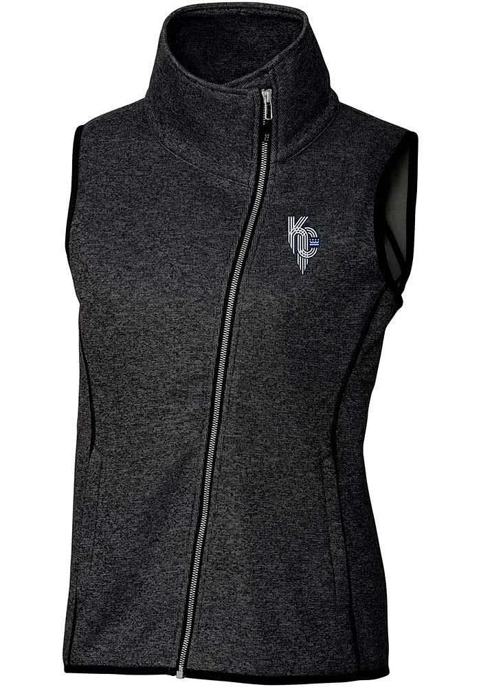 Cutter and Buck Kansas City Royals Womens Charcoal Connect Mainsail Asymmetrical Vest