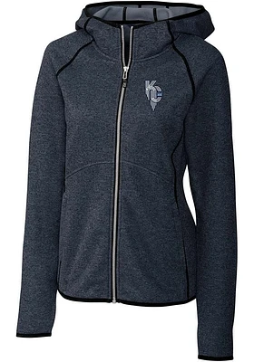 Cutter and Buck Kansas City Royals Womens Navy Blue Connect Mainsail Medium Weight Jacket