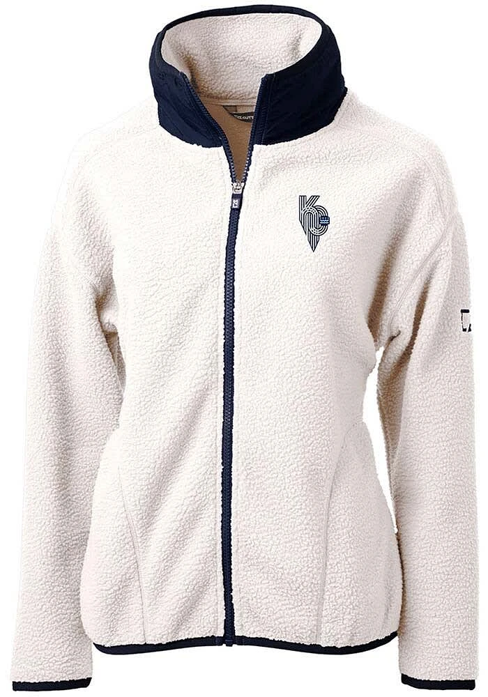 Cutter and Buck Kansas City Royals Womens White Connect Cascade Sherpa Long Sleeve Full Zip J..