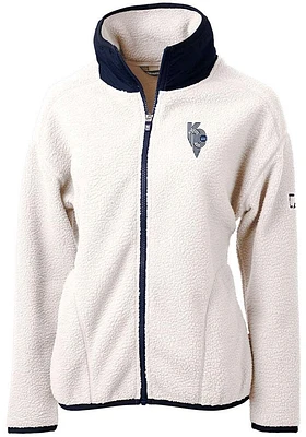 Cutter and Buck Kansas City Royals Womens White Connect Cascade Sherpa Long Sleeve Full Zip J..