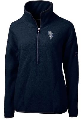 Cutter and Buck Kansas City Royals Womens Navy Blue Connect Cascade Sherpa Qtr Zip