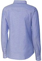 Cutter and Buck Kansas City Royals Womens Connect Stretch Oxford Long Sleeve Blue Dress Shirt