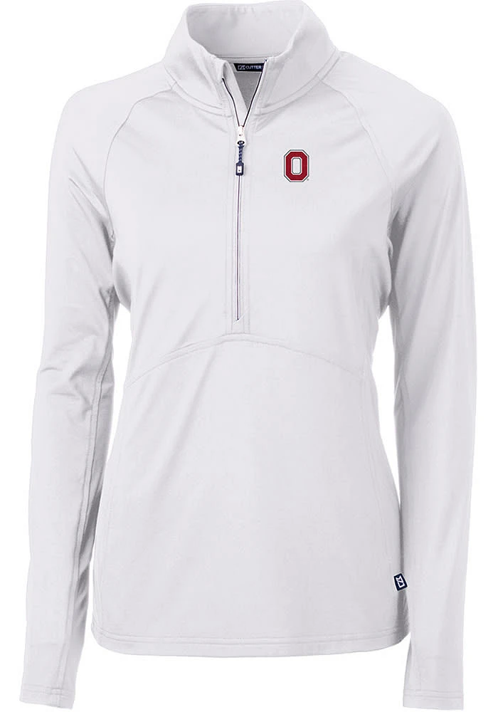 Cutter and Buck Ohio State Buckeyes Womens White Adapt 1/4 Zip Pullover