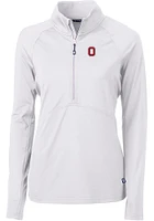 Cutter and Buck Ohio State Buckeyes Womens White Adapt 1/4 Zip Pullover