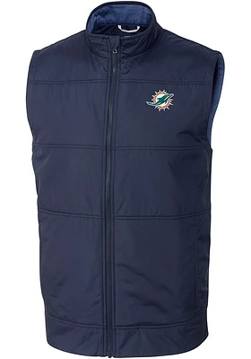 Cutter and Buck Miami Dolphins Mens Navy Blue Stealth Sleeveless Jacket