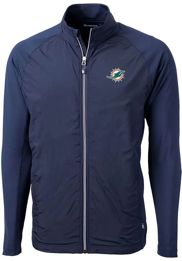 Cutter and Buck Miami Dolphins Mens Navy Blue Adapt Eco Light Weight Jacket