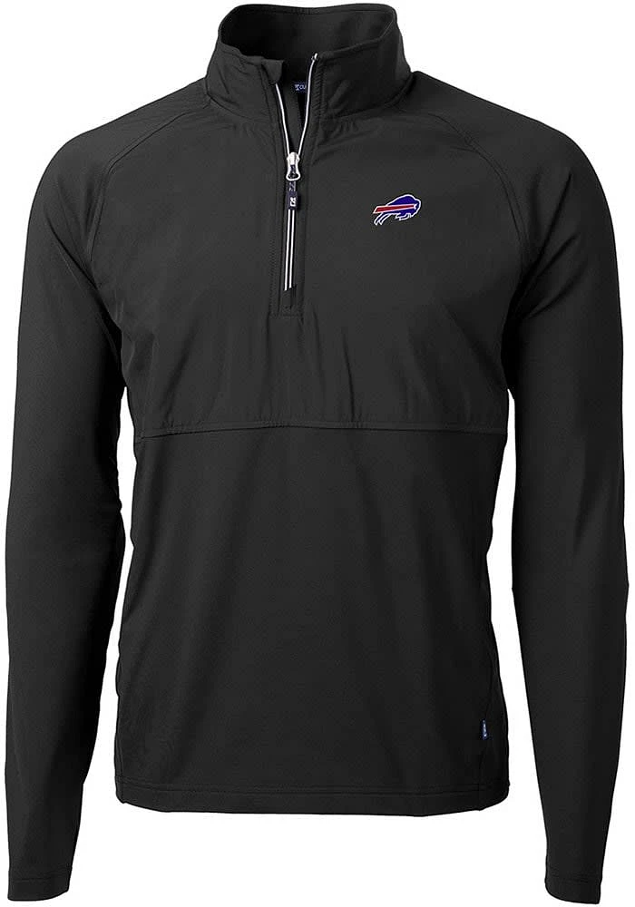 Cutter and Buck Buffalo Bills Mens Adapt Eco Hybrid Long Sleeve Qtr Zip Pullover