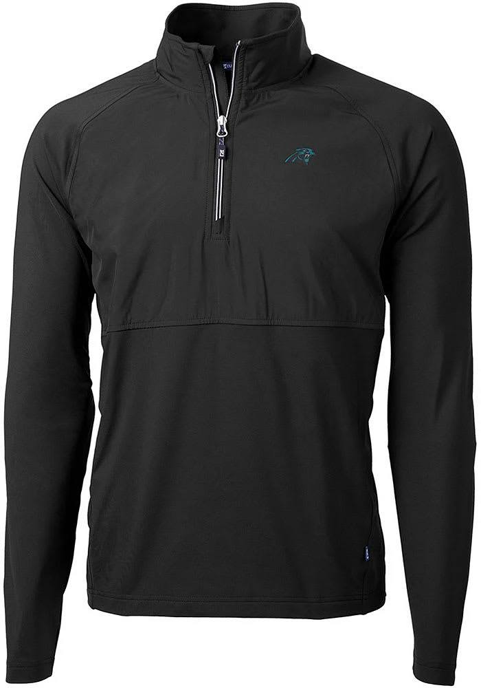 Cutter and Buck Carolina Panthers Mens Adapt Eco Hybrid Long Sleeve Qtr Zip Pullover