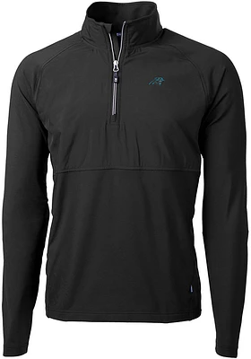 Cutter and Buck Carolina Panthers Mens Adapt Eco Hybrid Long Sleeve Qtr Zip Pullover