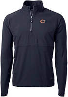 Cutter and Buck Chicago Bears Mens Navy Blue Adapt Eco Hybrid Long Sleeve Qtr Zip Pullover