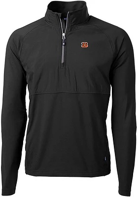 Cutter and Buck Cincinnati Bengals Mens Adapt Eco Hybrid Long Sleeve Qtr Zip Pullover