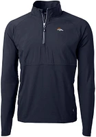 Cutter and Buck Denver Broncos Mens Navy Blue Adapt Eco Hybrid Long Sleeve Qtr Zip Pullover