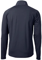 Cutter and Buck Denver Broncos Mens Navy Blue Adapt Eco Hybrid Long Sleeve Qtr Zip Pullover