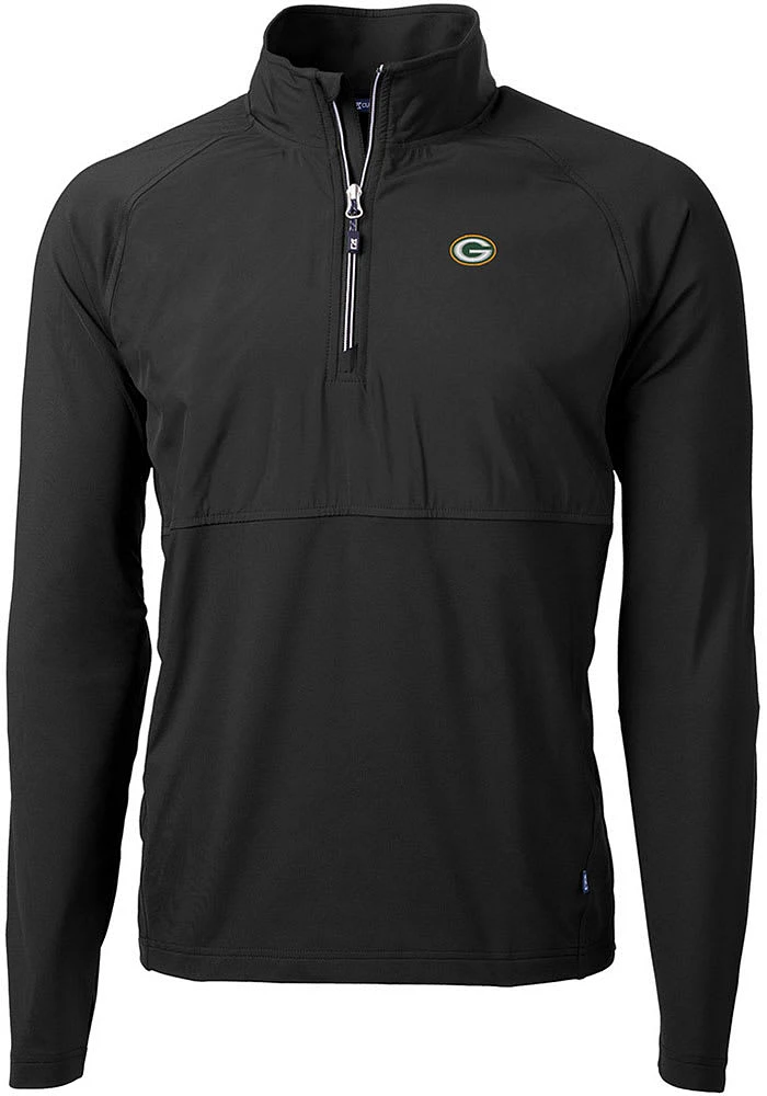 Cutter and Buck Green Bay Packers Mens Adapt Eco Hybrid Long Sleeve Qtr Zip Pullover