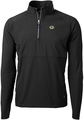 Cutter and Buck Green Bay Packers Mens Adapt Eco Hybrid Long Sleeve Qtr Zip Pullover
