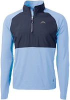 Cutter and Buck Los Angeles Chargers Mens Light Blue Adapt Eco Hybrid Long Sleeve Qtr Zip Pullover
