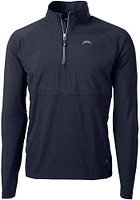 Cutter and Buck Los Angeles Chargers Mens Navy Blue Adapt Eco Hybrid Long Sleeve Qtr Zip Pullover