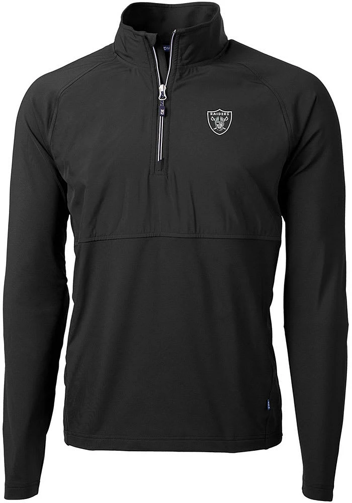 Cutter and Buck Las Vegas Raiders Mens Adapt Eco Hybrid Long Sleeve Qtr Zip Pullover