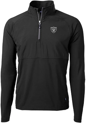Cutter and Buck Las Vegas Raiders Mens Adapt Eco Hybrid Long Sleeve Qtr Zip Pullover