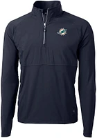 Cutter and Buck Miami Dolphins Mens Navy Blue Adapt Eco Hybrid Long Sleeve Qtr Zip Pullover
