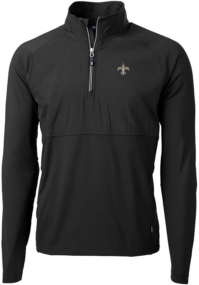 Cutter and Buck New Orleans Saints Mens Adapt Eco Hybrid Long Sleeve Qtr Zip Pullover