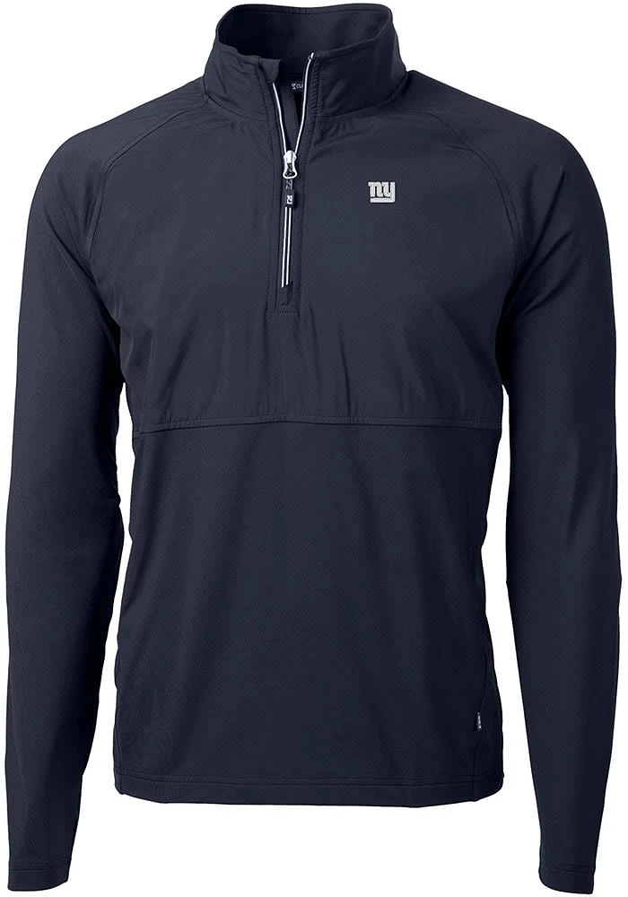 Cutter and Buck New York Giants Mens Navy Blue Adapt Eco Hybrid Long Sleeve Qtr Zip Pullover