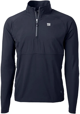 Cutter and Buck New York Giants Mens Navy Blue Adapt Eco Hybrid Long Sleeve Qtr Zip Pullover