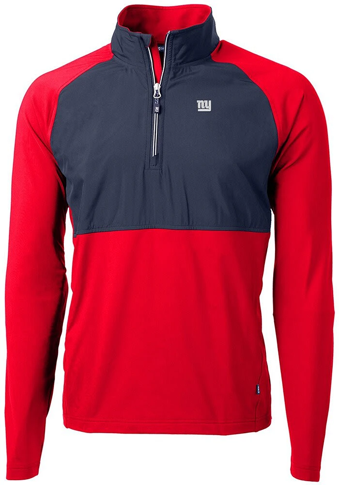 Cutter and Buck New York Giants Mens Adapt Eco Hybrid Long Sleeve Qtr Zip Pullover