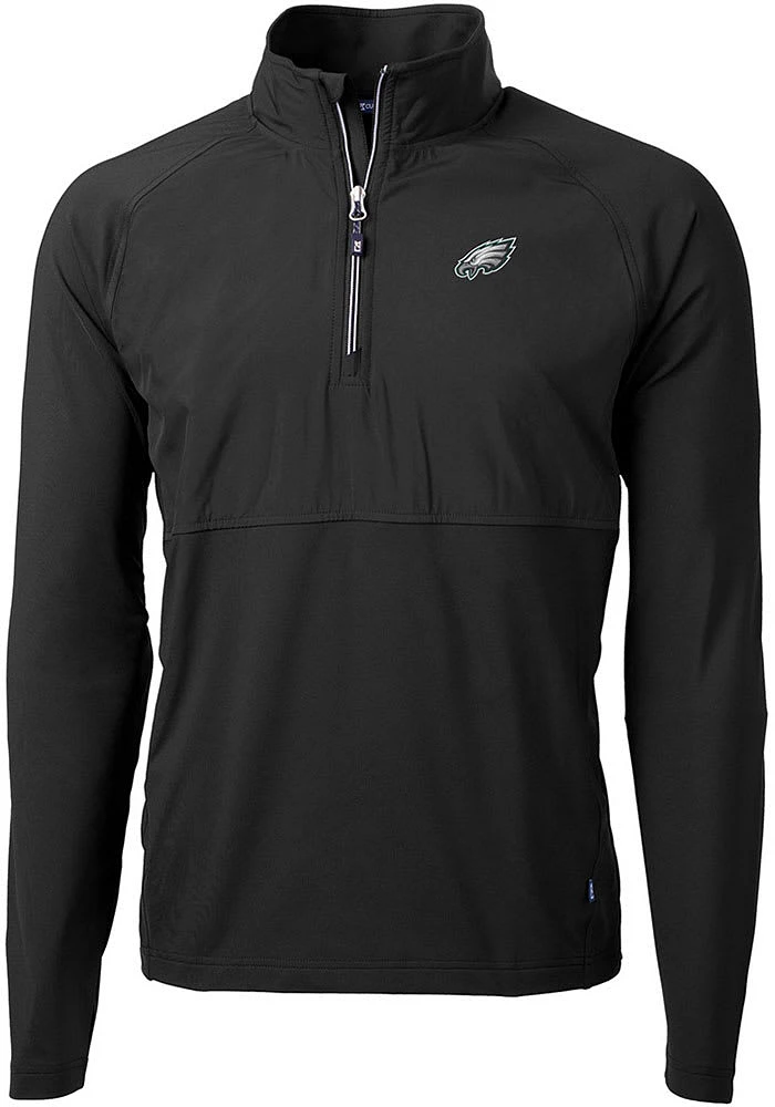 Cutter and Buck Philadelphia Eagles Mens Adapt Eco Hybrid Long Sleeve Qtr Zip Pullover