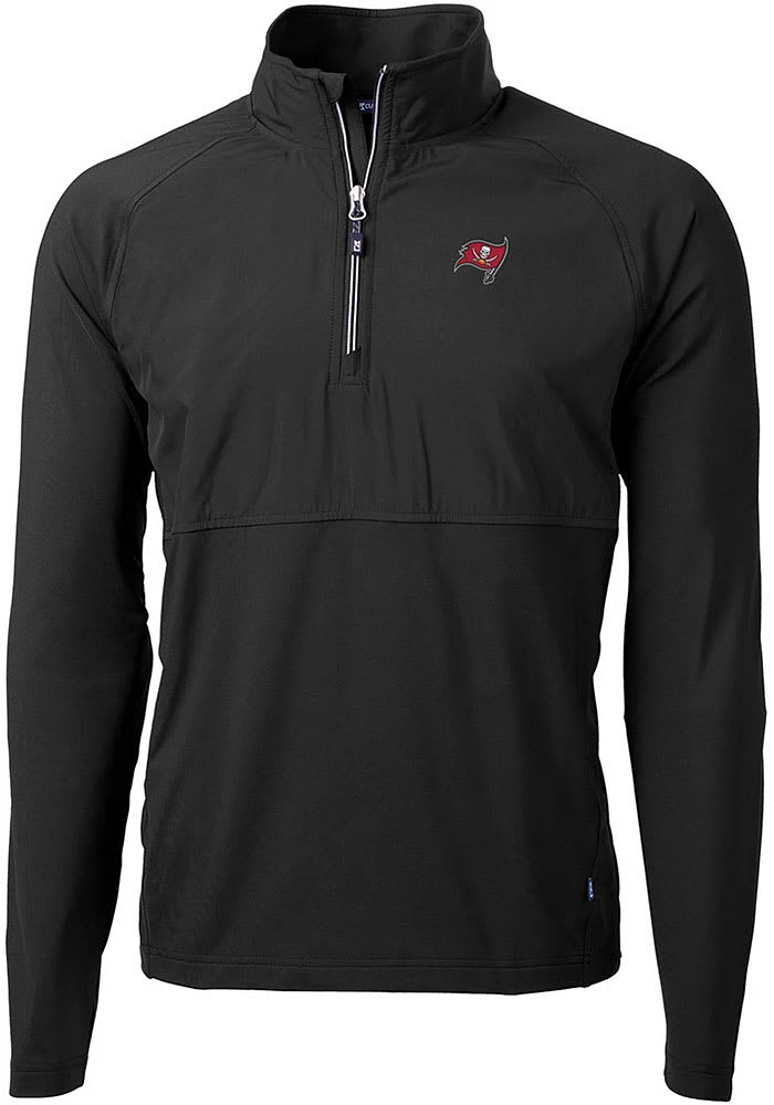 Cutter and Buck Tampa Bay Buccaneers Mens Adapt Eco Hybrid Long Sleeve Qtr Zip Pullover
