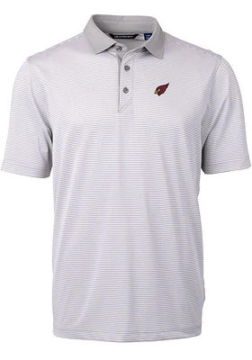 Cutter and Buck Arizona Cardinals Mens Grey Virtue Eco Pique Micro Stripe Short Sleeve Polo