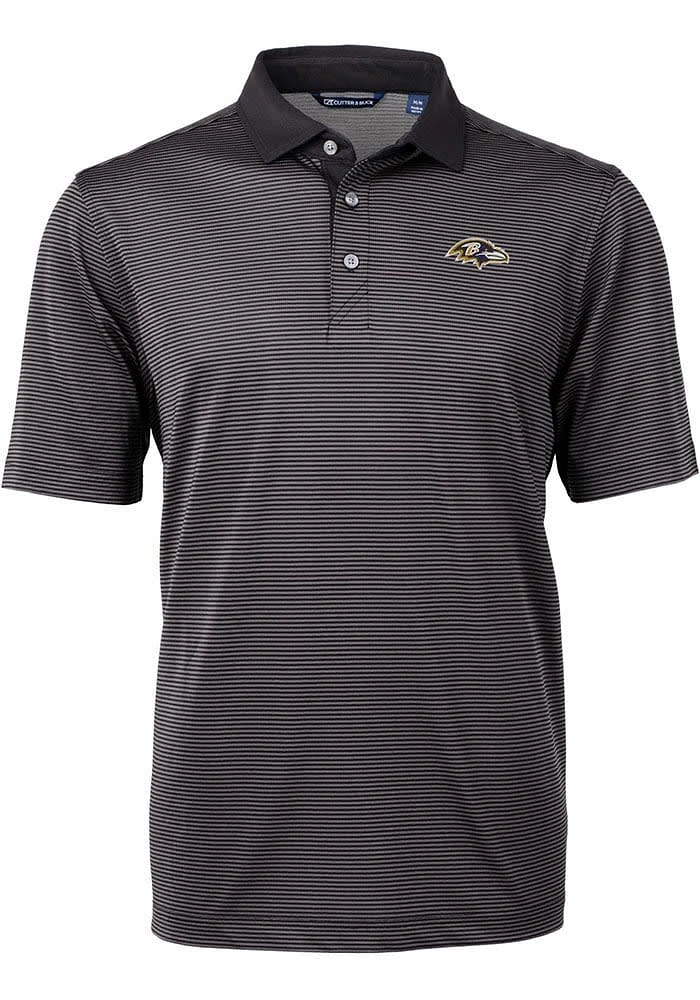 Cutter and Buck Baltimore Ravens Mens Virtue Eco Pique Micro Stripe Short Sleeve Polo
