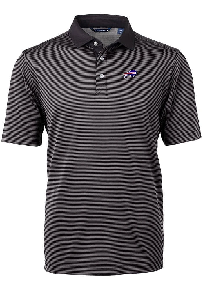 Cutter and Buck Buffalo Bills Mens Virtue Eco Pique Micro Stripe Short Sleeve Polo