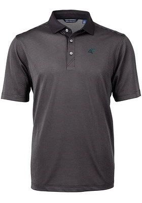 Cutter and Buck Carolina Panthers Mens Virtue Eco Pique Micro Stripe Short Sleeve Polo