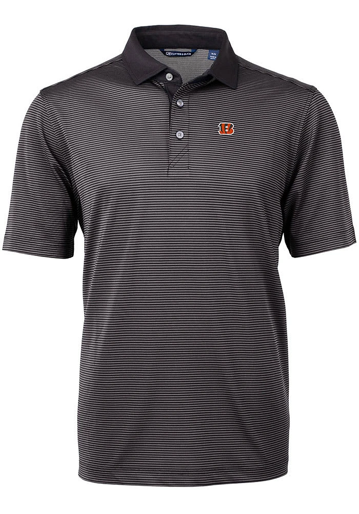 Cutter and Buck Cincinnati Bengals Mens Virtue Eco Pique Micro Stripe Short Sleeve Polo