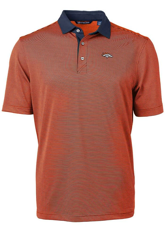 Cutter and Buck Denver Broncos Mens Virtue Eco Pique Micro Stripe Short Sleeve Polo