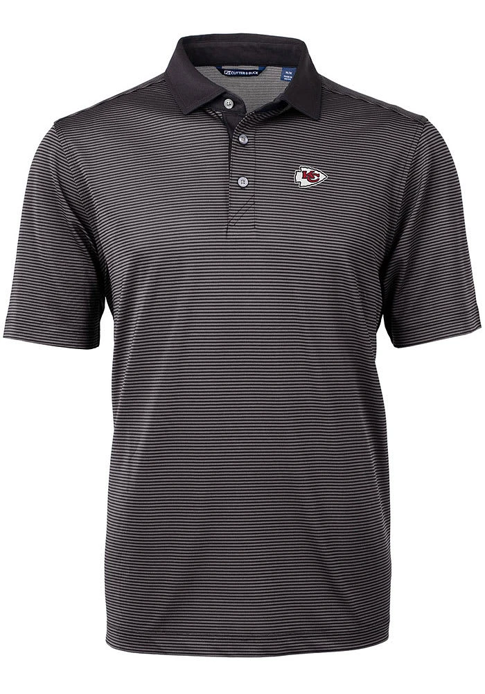Cutter and Buck Kansas City Chiefs Mens Virtue Eco Pique Micro Stripe Short Sleeve Polo