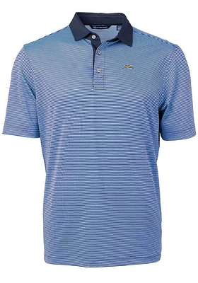 Cutter and Buck Los Angeles Chargers Mens Light Blue Virtue Eco Pique Micro Stripe Short Sleeve Po..