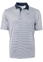 Cutter and Buck Los Angeles Chargers Mens Navy Blue Virtue Eco Pique Micro Stripe Short Sleeve Pol..