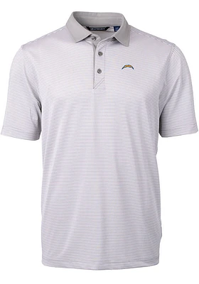 Cutter and Buck Los Angeles Chargers Mens Grey Virtue Eco Pique Micro Stripe Short Sleeve Polo