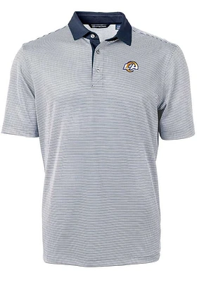 Cutter and Buck Los Angeles Rams Mens Navy Blue Virtue Eco Pique Micro Stripe Short Sleeve Polo