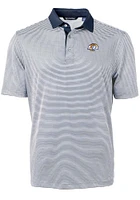 Cutter and Buck Los Angeles Rams Mens Navy Blue Virtue Eco Pique Micro Stripe Short Sleeve Polo