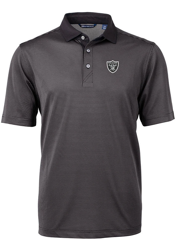 Cutter and Buck Las Vegas Raiders Mens Virtue Eco Pique Micro Stripe Short Sleeve Polo