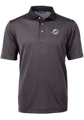 Cutter and Buck Miami Dolphins Mens Virtue Eco Pique Micro Stripe Short Sleeve Polo