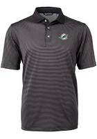 Cutter and Buck Miami Dolphins Mens Virtue Eco Pique Micro Stripe Short Sleeve Polo