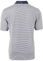 Cutter and Buck New England Patriots Mens Navy Blue Virtue Eco Pique Micro Stripe Short Sleeve Pol..