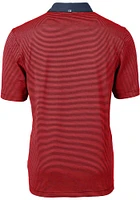 Cutter and Buck New England Patriots Mens Red Virtue Eco Pique Micro Stripe Short Sleeve Polo