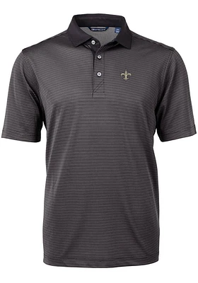 Cutter and Buck New Orleans Saints Mens Virtue Eco Pique Micro Stripe Short Sleeve Polo