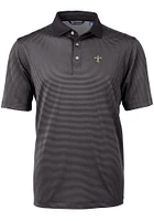 Cutter and Buck New Orleans Saints Mens Virtue Eco Pique Micro Stripe Short Sleeve Polo