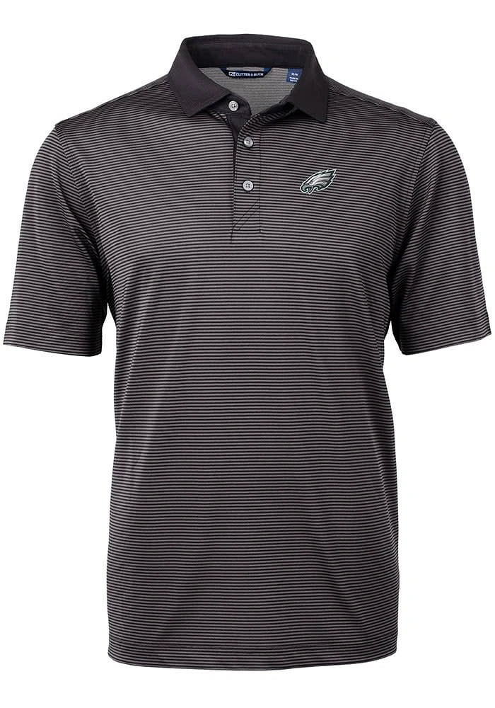 Cutter and Buck Philadelphia Eagles Mens Virtue Eco Pique Micro Stripe Short Sleeve Polo